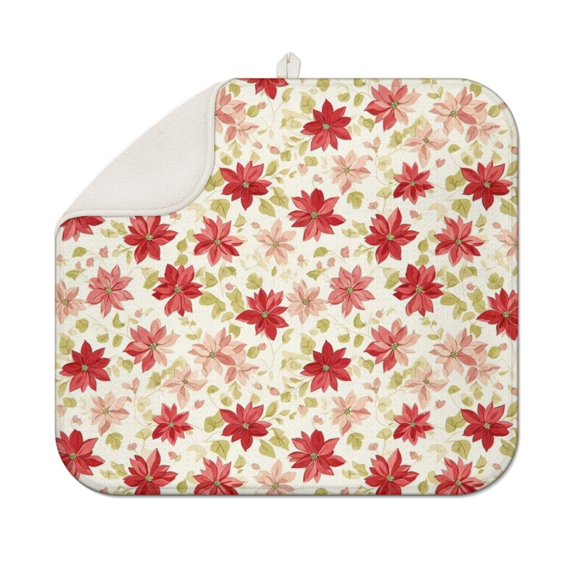 Pioneer Flower Floral Print Pattern Kitchen Dish Drying Mat 1 Pack, Ultra Absorbent Microfiber Drainer Mat, 16"x18"