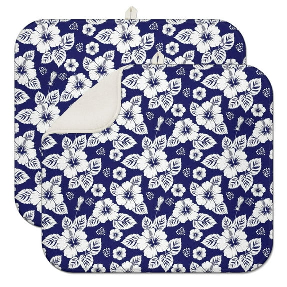 Pioneer Flower Floral Print Pattern Kitchen Dish Drying Mat 1 Pack, Ultra Absorbent Microfiber Drainer Mat, 16"x18"