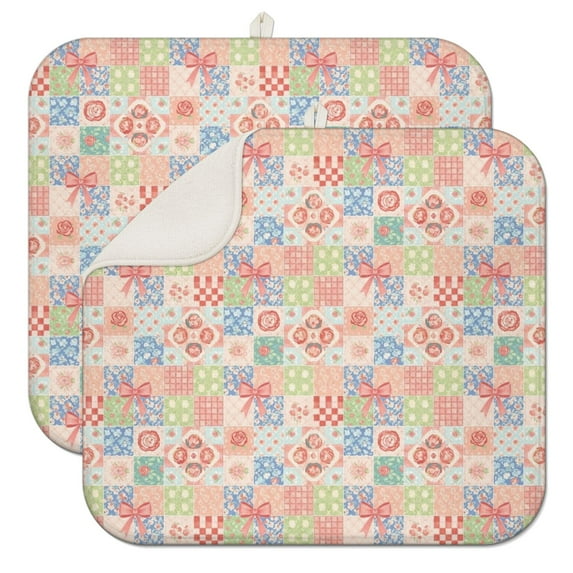 Pioneer Flower Floral Print Pattern Kitchen Dish Drying Mat 1 Pack, Ultra Absorbent Microfiber Drainer Mat, 16"x18"