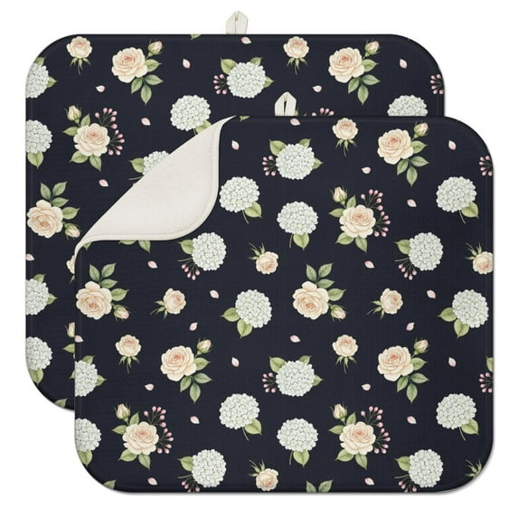 Pioneer Flower Floral Print Pattern Kitchen Dish Drying Mat 1 Pack, Ultra Absorbent Microfiber Drainer Mat, 16"x18"