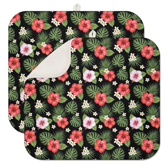 Pioneer Flower Floral Print Pattern Kitchen Dish Drying Mat 1 Pack, Ultra Absorbent Microfiber Drainer Mat, 16"x18"