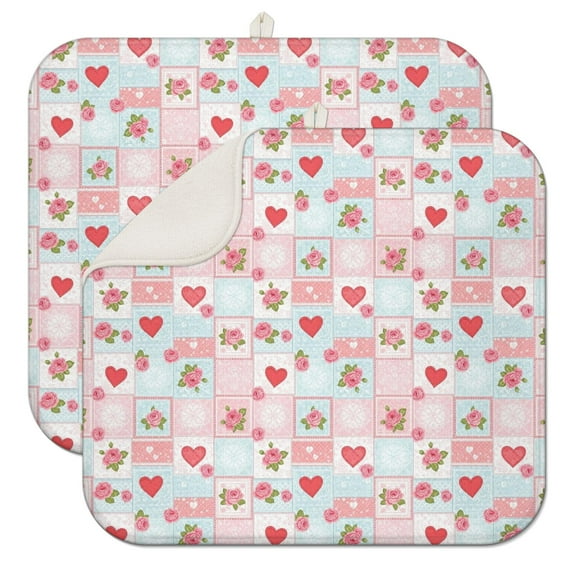 Pioneer Flower Floral Print Pattern Kitchen Dish Drying Mat 1 Pack, Ultra Absorbent Microfiber Drainer Mat, 16"x18"