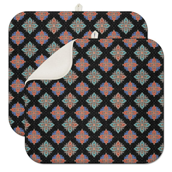 Pioneer Flower Floral Print Pattern Kitchen Dish Drying Mat 1 Pack, Ultra Absorbent Microfiber Drainer Mat, 16"x18"
