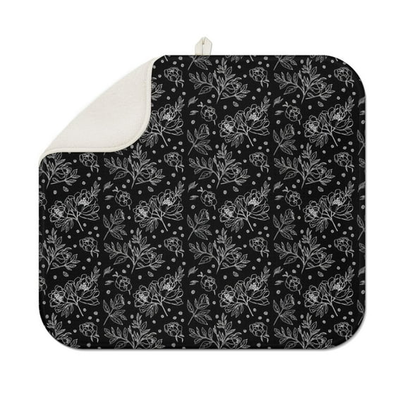 Pioneer Flower Floral Print Pattern Kitchen Dish Drying Mat 1 Pack, Ultra Absorbent Microfiber Drainer Mat, 16"x18"