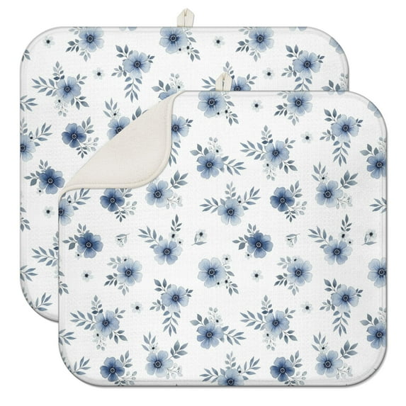 Pioneer Flower Floral Print Pattern Kitchen Dish Drying Mat 1 Pack, Ultra Absorbent Microfiber Drainer Mat, 16"x18"