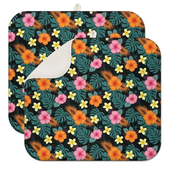 Pioneer Flower Floral Print Pattern Kitchen Dish Drying Mat 1 Pack, Ultra Absorbent Microfiber Drainer Mat, 16"x18"