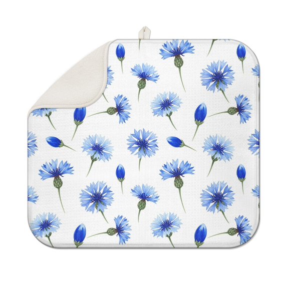 Pioneer Flower Floral Print Pattern Kitchen Dish Drying Mat 1 Pack, Ultra Absorbent Microfiber Drainer Mat, 16"x18"