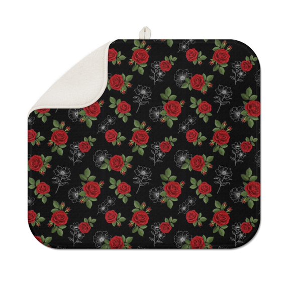 Pioneer Flower Floral Print Pattern Kitchen Dish Drying Mat 1 Pack, Ultra Absorbent Microfiber Drainer Mat, 16"x18"