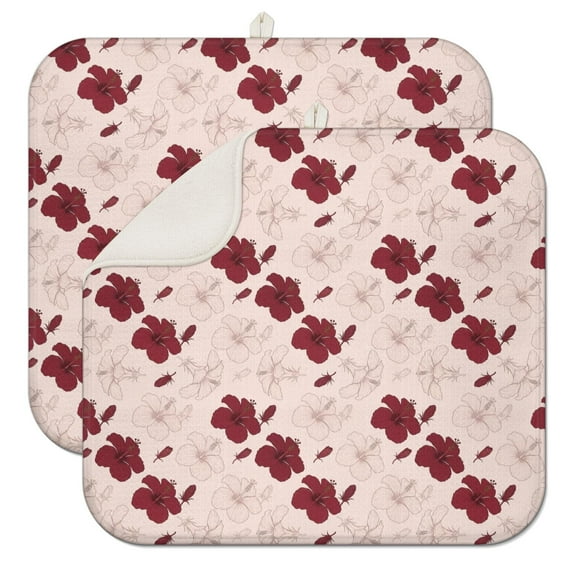 Pioneer Flower Floral Print Pattern Kitchen Dish Drying Mat 1 Pack, Ultra Absorbent Microfiber Drainer Mat, 16"x18"