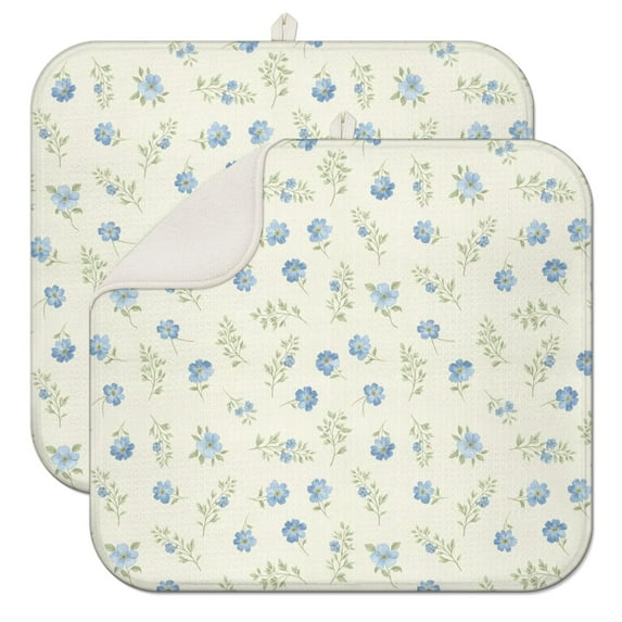 Pioneer Flower Floral Print Pattern Kitchen Dish Drying Mat 1 Pack, Ultra Absorbent Microfiber Drainer Mat, 16"x18"