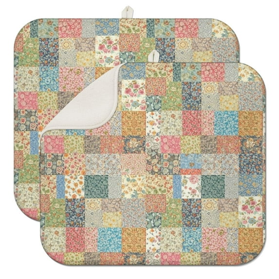 Pioneer Flower Floral Print Pattern Kitchen Dish Drying Mat 1 Pack, Ultra Absorbent Microfiber Drainer Mat, 16"x18"