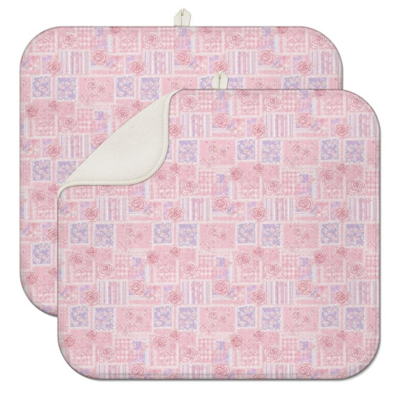 Pioneer Flower Floral Print Pattern Kitchen Dish Drying Mat 1 Pack, Ultra Absorbent Microfiber Drainer Mat, 16"x18"