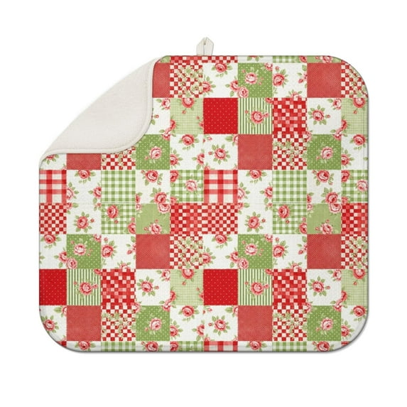 Pioneer Flower Floral Print Pattern Kitchen Dish Drying Mat 1 Pack, Ultra Absorbent Microfiber Drainer Mat, 16"x18"