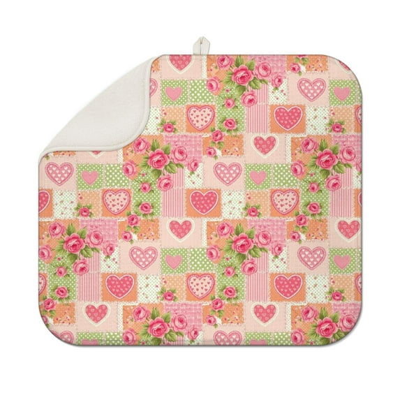Pioneer Flower Floral Print Pattern Kitchen Dish Drying Mat 1 Pack, Ultra Absorbent Microfiber Drainer Mat, 16"x18"