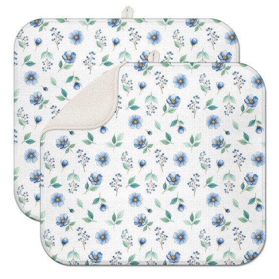 Pioneer Flower Floral Print Pattern Kitchen Dish Drying Mat 1 Pack, Ultra Absorbent Microfiber Drainer Mat, 16"x18"