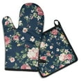 thumbnail image 1 of Pioneer Flower Floral Print Pattern Kitchen Oven Mitt and Pot Holder Sets 2 Pcs for Baking, Cooking and Grilling, Heat Resistant Up To 392 °F, 1 of 7