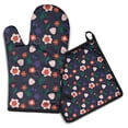 thumbnail image 1 of Pioneer Flower Floral Print Pattern Kitchen Oven Mitt and Pot Holder Sets 2 Pcs for Baking, Cooking and Grilling, Heat Resistant Up To 392 °F, 1 of 7