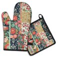 thumbnail image 1 of Pioneer Flower Floral Print Pattern Kitchen Oven Mitt and Pot Holder Sets 2 Pcs for Baking, Cooking and Grilling, Heat Resistant Up To 392 °F, 1 of 7