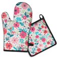 thumbnail image 1 of Pioneer Flower Floral Print Pattern Kitchen Oven Mitt and Pot Holder Sets 2 Pcs for Baking, Cooking and Grilling, Heat Resistant Up To 392 °F, 1 of 7