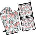 thumbnail image 1 of Pioneer Flower Floral Print Pattern Kitchen Oven Mitt and Pot Holder Sets 2 Pcs for Baking, Cooking and Grilling, Heat Resistant Up To 392 °F, 1 of 7