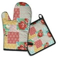 thumbnail image 1 of Pioneer Flower Floral Print Pattern Kitchen Oven Mitt and Pot Holder Sets 2 Pcs for Baking, Cooking and Grilling, Heat Resistant Up To 392 °F, 1 of 7