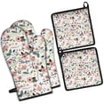 thumbnail image 1 of Pioneer Flower Floral Print Pattern Kitchen Oven Mitt and Pot Holder Sets 2 Pcs for Baking, Cooking and Grilling, Heat Resistant Up To 392 °F, 1 of 7