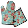 thumbnail image 1 of Pioneer Flower Floral Print Pattern Kitchen Oven Mitt and Pot Holder Sets 2 Pcs for Baking, Cooking and Grilling, Heat Resistant Up To 392 °F, 1 of 7