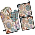 thumbnail image 1 of Pioneer Flower Floral Print Pattern Kitchen Oven Mitt and Pot Holder Sets 2 Pcs for Baking, Cooking and Grilling, Heat Resistant Up To 392 °F, 1 of 7