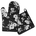thumbnail image 1 of Pioneer Flower Floral Print Pattern Kitchen Oven Mitt and Pot Holder Sets 2 Pcs for Baking, Cooking and Grilling, Heat Resistant Up To 392 °F, 1 of 7