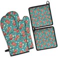 thumbnail image 1 of Pioneer Flower Floral Print Pattern Kitchen Oven Mitt and Pot Holder Sets 2 Pcs for Baking, Cooking and Grilling, Heat Resistant Up To 392 °F, 1 of 7