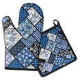 thumbnail image 1 of Pioneer Flower Floral Print Pattern Kitchen Oven Mitt and Pot Holder Sets 2 Pcs for Baking, Cooking and Grilling, Heat Resistant Up To 392 °F, 1 of 7