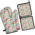thumbnail image 1 of Pioneer Flower Floral Print Pattern Kitchen Oven Mitt and Pot Holder Sets 2 Pcs for Baking, Cooking and Grilling, Heat Resistant Up To 392 °F, 1 of 7