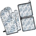 thumbnail image 1 of Pioneer Flower Floral Print Pattern Kitchen Oven Mitt and Pot Holder Sets 2 Pcs for Baking, Cooking and Grilling, Heat Resistant Up To 392 °F, 1 of 7