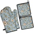 thumbnail image 1 of Pioneer Flower Floral Print Pattern Kitchen Oven Mitt and Pot Holder Sets 4 Pcs for Baking, Cooking and Grilling, Heat Resistant Up To 392 °F, 1 of 7