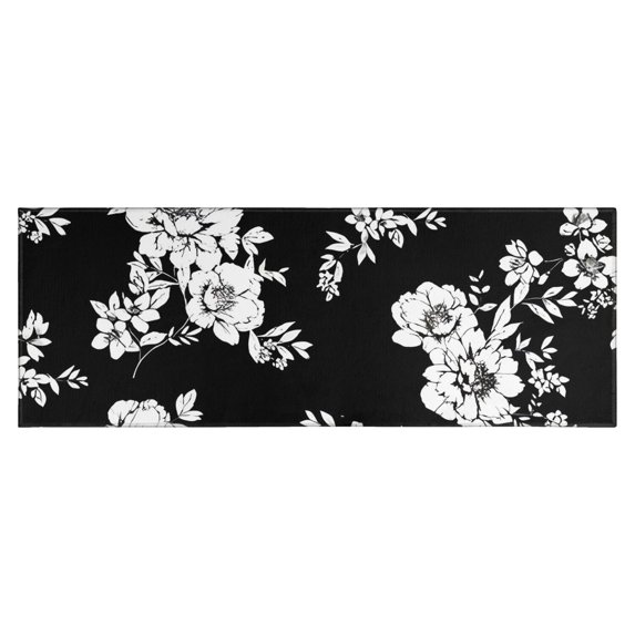 Pioneer Flower Floral Print Pattern Kitchen Rug Mat,Kitchen Runner Rugs Non Skid Washable,Decorative Kitchen Floor Mats for Kitchen,Sink,Laundry,17"X47"