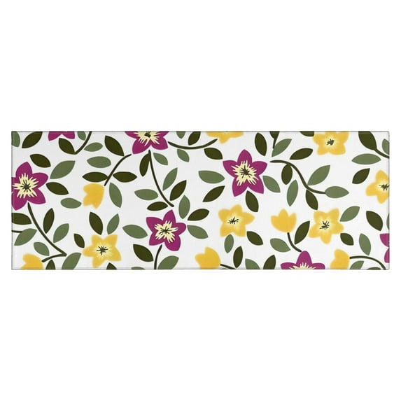 Pioneer Flower Floral Print Pattern Kitchen Rug Mat,Kitchen Runner Rugs Non Skid Washable,Decorative Kitchen Floor Mats for Kitchen,Sink,Laundry,17"X47"