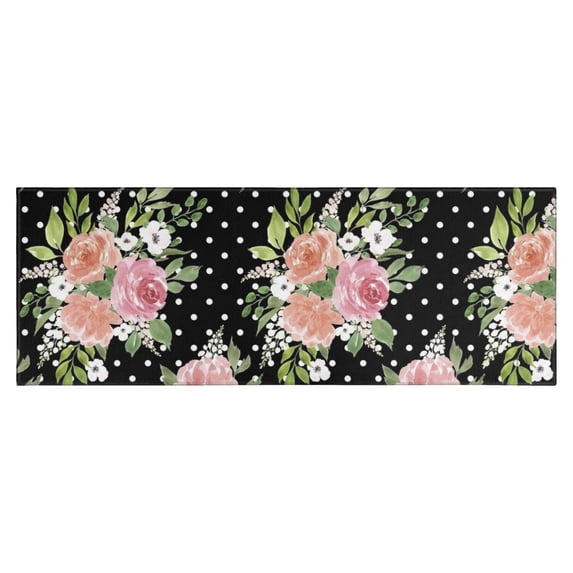 Pioneer Flower Floral Print Pattern Kitchen Rug Mat,Kitchen Runner Rugs Non Skid Washable,Decorative Kitchen Floor Mats for Kitchen,Sink,Laundry,17"X47"