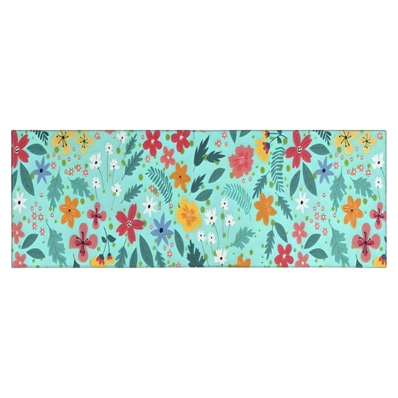 Pioneer Flower Floral Print Pattern Kitchen Rug Mat,Kitchen Runner Rugs Non Skid Washable,Decorative Kitchen Floor Mats for Kitchen,Sink,Laundry,17"X47"