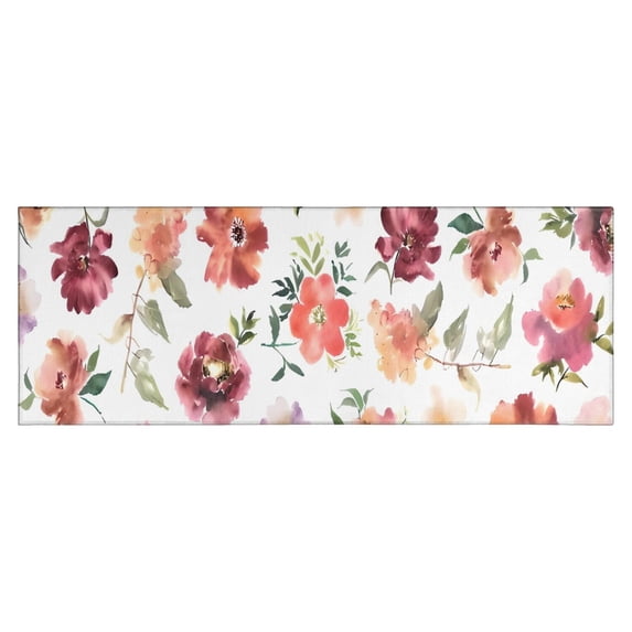 Pioneer Flower Floral Print Pattern Kitchen Rug Mat,Kitchen Runner Rugs Non Skid Washable,Decorative Kitchen Floor Mats for Kitchen,Sink,Laundry,17"X47"
