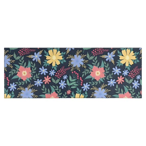 Pioneer Flower Floral Print Pattern Kitchen Rug Mat,Kitchen Runner Rugs Non Skid Washable,Decorative Kitchen Floor Mats for Kitchen,Sink,Laundry,17"X47"