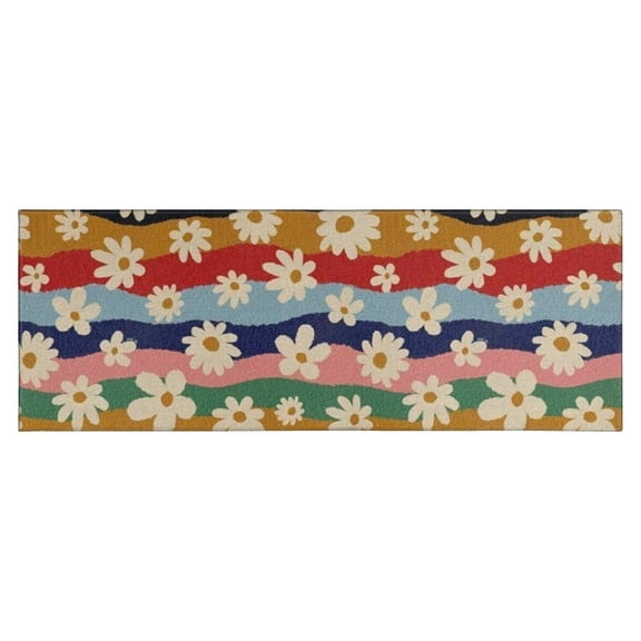 Pioneer Flower Floral Print Pattern Kitchen Rug Mat,Kitchen Runner Rugs Non Skid Washable,Decorative Kitchen Floor Mats for Kitchen,Sink,Laundry,17"X47"