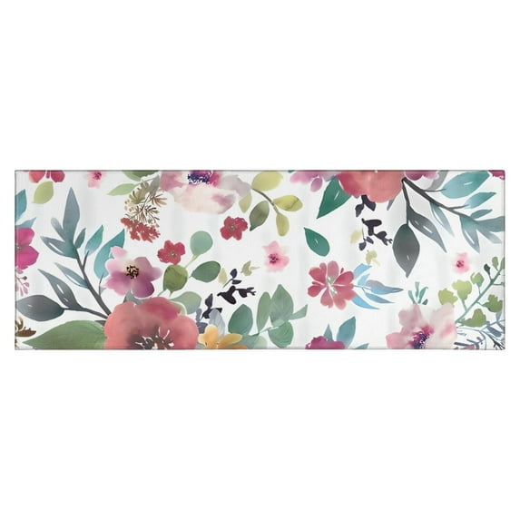 Pioneer Flower Floral Print Pattern Kitchen Rug Mat,Kitchen Runner Rugs Non Skid Washable,Decorative Kitchen Floor Mats for Kitchen,Sink,Laundry,17"X47"