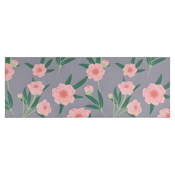 Pioneer Flower Floral Print Pattern Kitchen Rug Mat,Kitchen Runner Rugs Non Skid Washable,Decorative Kitchen Floor Mats for Kitchen,Sink,Laundry,17"X47"