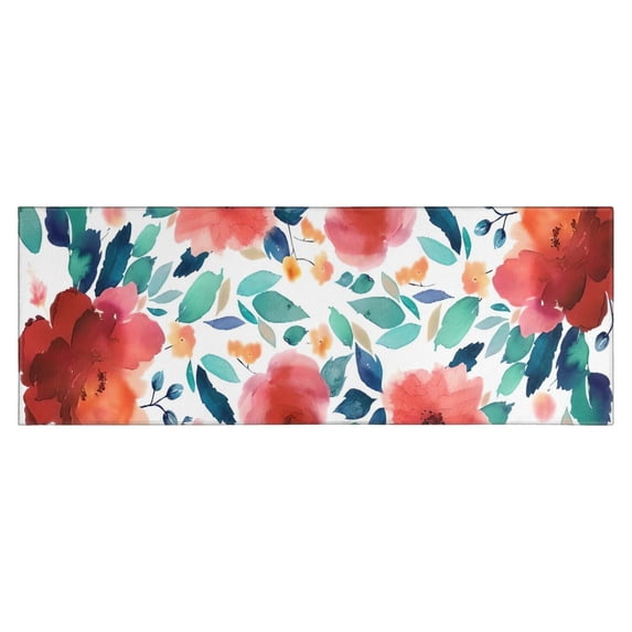Pioneer Flower Floral Print Pattern Kitchen Rug Mat,Kitchen Runner Rugs Non Skid Washable,Decorative Kitchen Floor Mats for Kitchen,Sink,Laundry,17"X47"