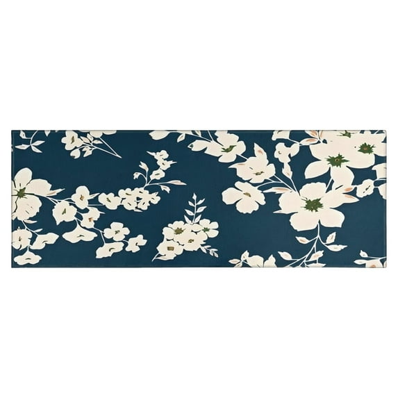 Pioneer Flower Floral Print Pattern Kitchen Rug Mat,Kitchen Runner Rugs Non Skid Washable,Decorative Kitchen Floor Mats for Kitchen,Sink,Laundry,17"X47"