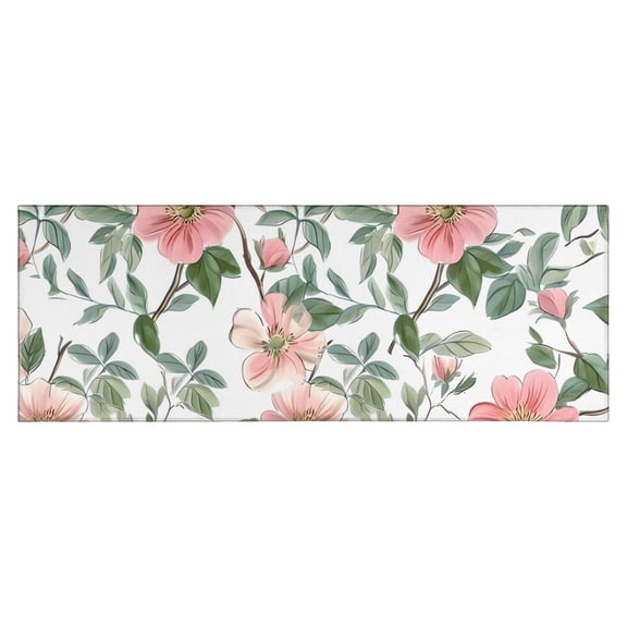 Pioneer Flower Floral Print Pattern Kitchen Rug Mat,Kitchen Runner Rugs Non Skid Washable,Decorative Kitchen Floor Mats for Kitchen,Sink,Laundry,17"X47"