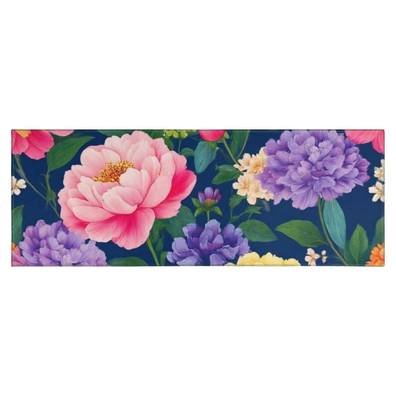 Pioneer Flower Floral Print Pattern Kitchen Rug Mat,Kitchen Runner Rugs Non Skid Washable,Decorative Kitchen Floor Mats for Kitchen,Sink,Laundry,17"X47"