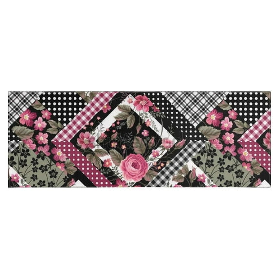Pioneer Flower Floral Print Pattern Kitchen Rug Mat,Kitchen Runner Rugs Non Skid Washable,Decorative Kitchen Floor Mats for Kitchen,Sink,Laundry,17"X47"