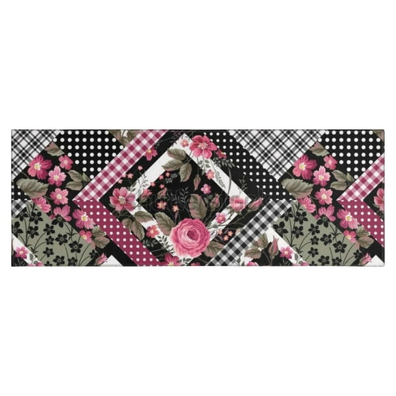 Pioneer Flower Floral Print Pattern Kitchen Rug Mat,Kitchen Runner Rugs Non Skid Washable,Decorative Kitchen Floor Mats for Kitchen,Sink,Laundry,17"X47"