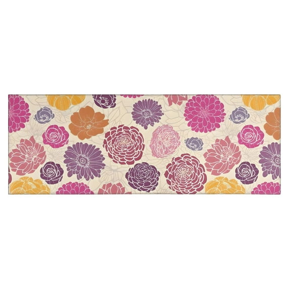 Pioneer Flower Floral Print Pattern Kitchen Rug Mat,Kitchen Runner Rugs Non Skid Washable,Decorative Kitchen Floor Mats for Kitchen,Sink,Laundry,17"X47"